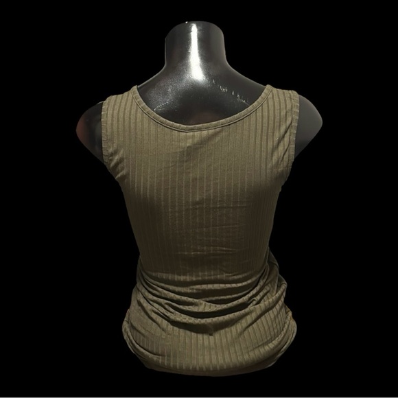 NWT | Half Button Ribbed Tank Top | Kaffe | Army Green | Ladies Small - Picture 6 of 9
